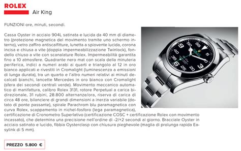 numero maglie rolex air king|rolex air king scheda tecnica.